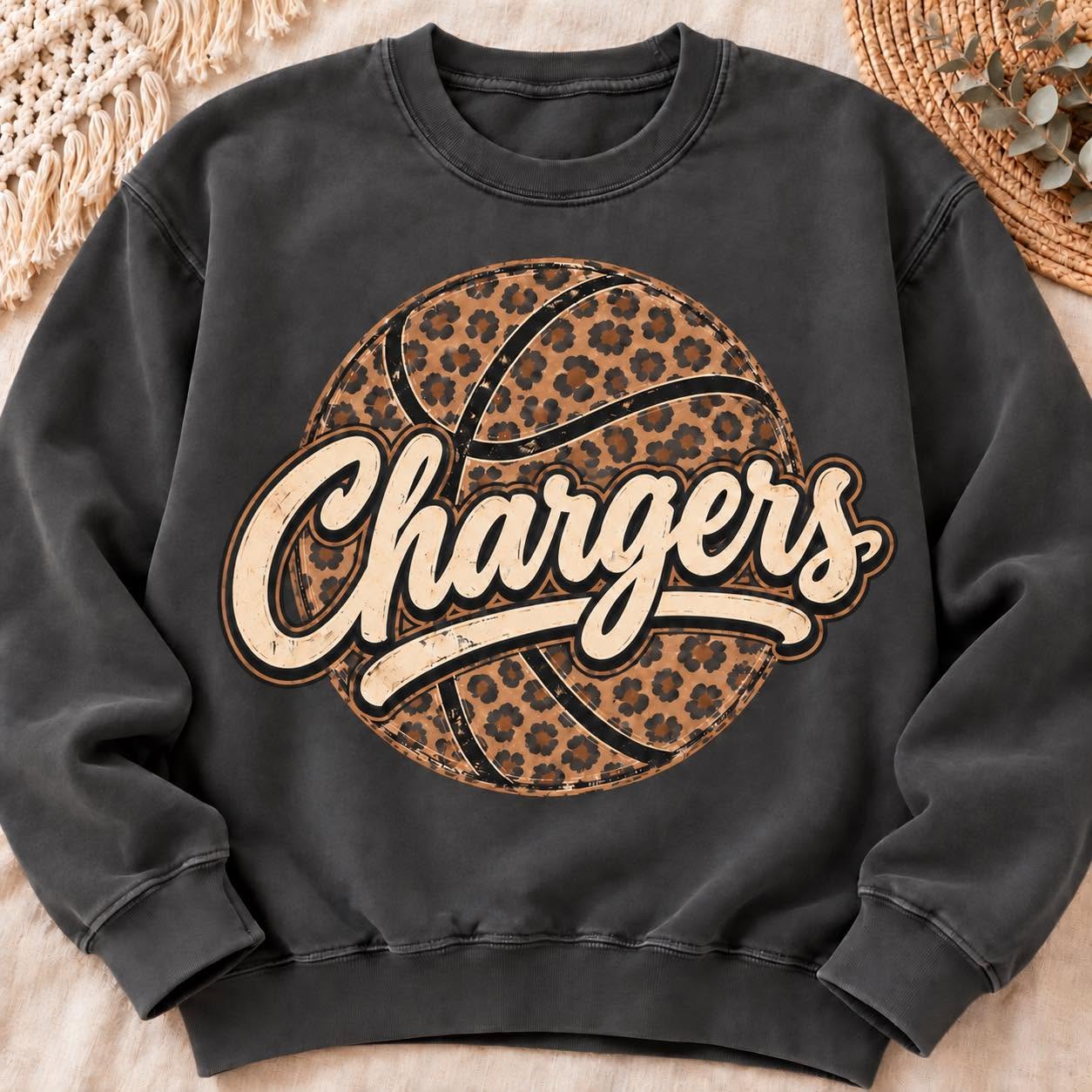 Chargers leopard basketball sweatshirt mockup