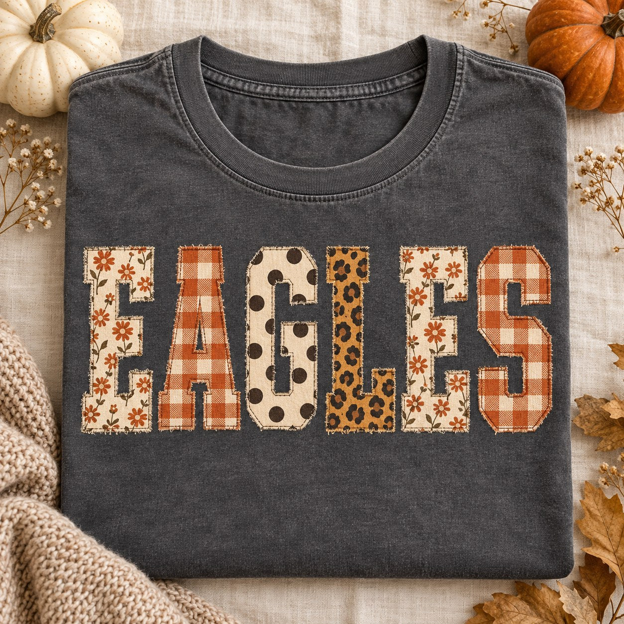 Patchwork Fall Letters Eagles