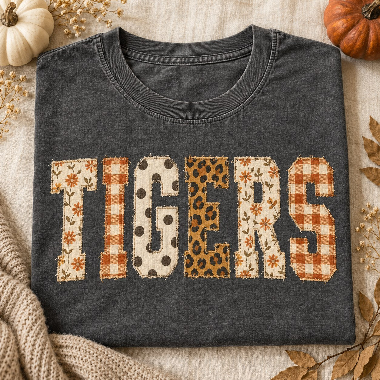 Patchwork Fall Letters Tigers