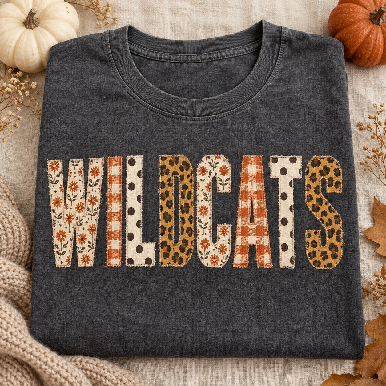 Patchwork Fall Letters Wildcats