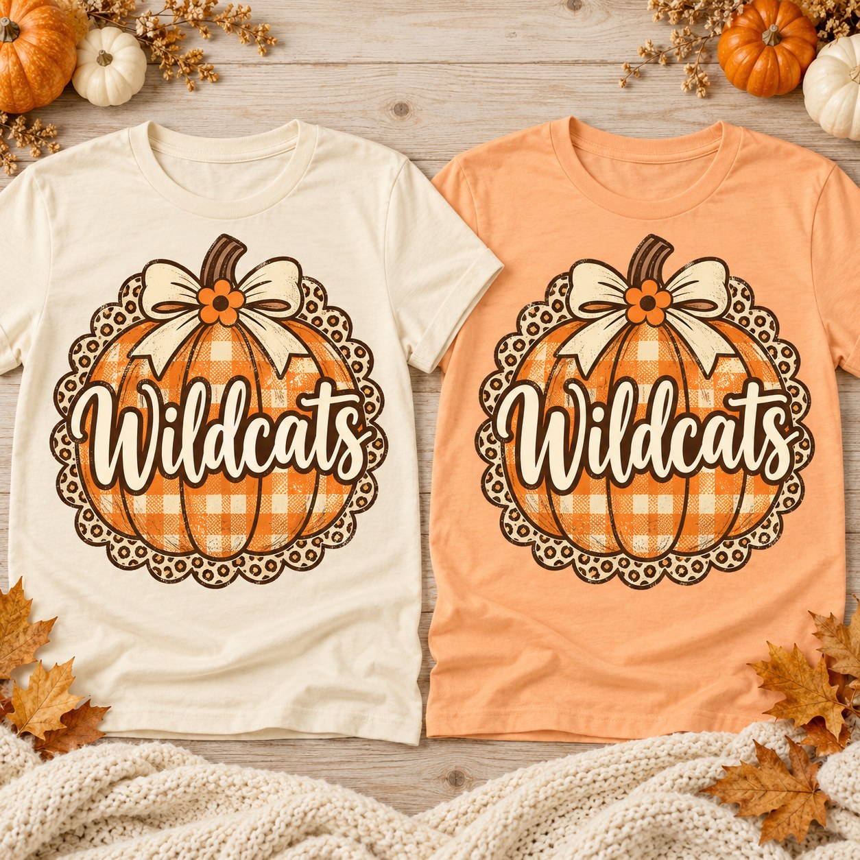 Gingham pumpkin Wildcats fall shirt
