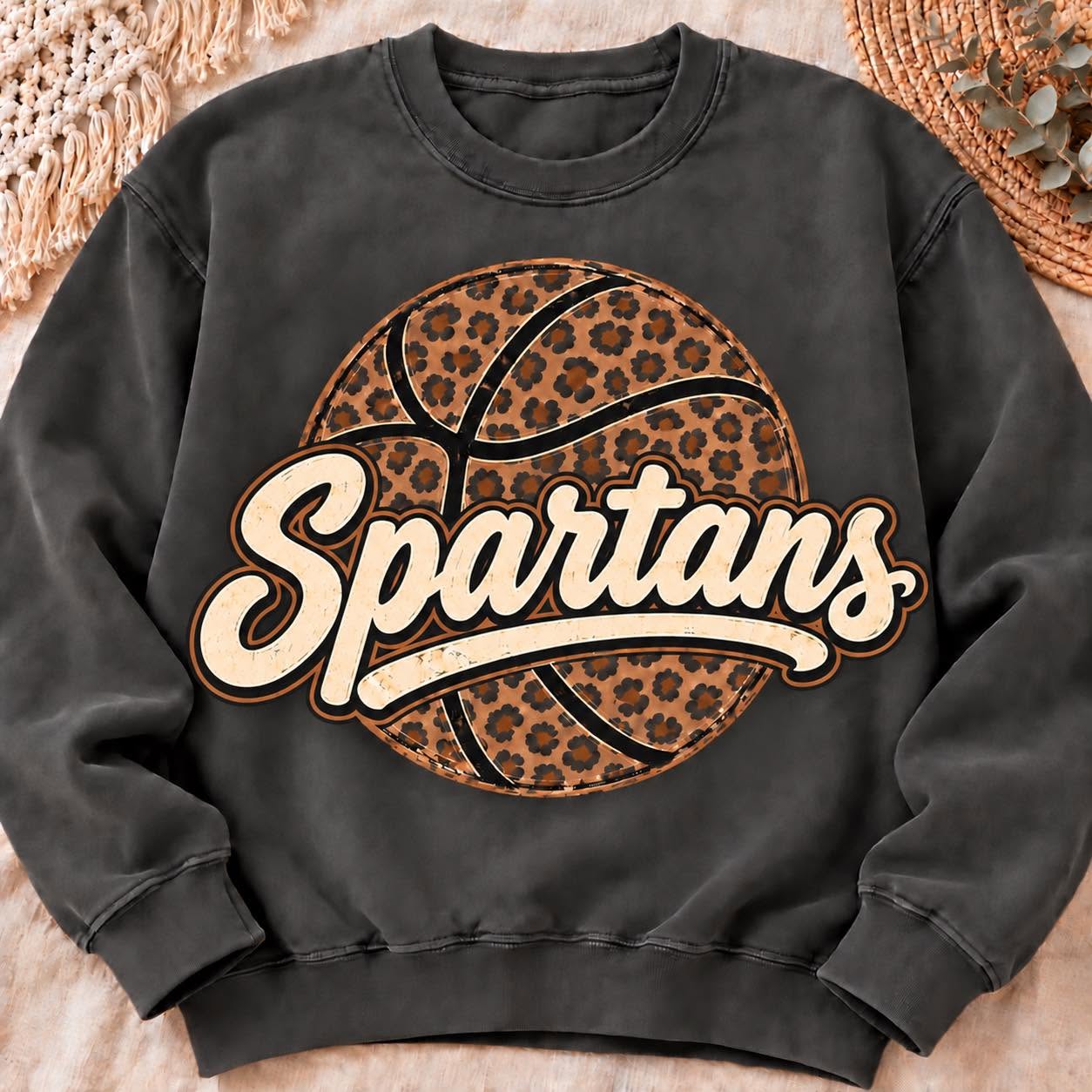 Spartans leopard basketball sweatshirt mockup