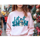 Blue knit-look Let It Snow snowman color mockup