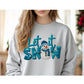 Blue knit-look Let It Snow snowman color mockup