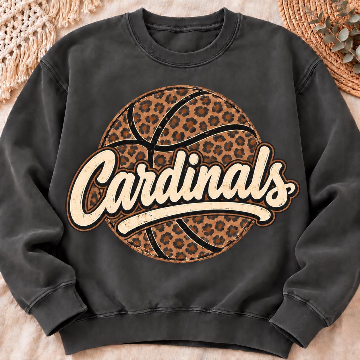 Cardinals leopard basketball sweatshirt mockup