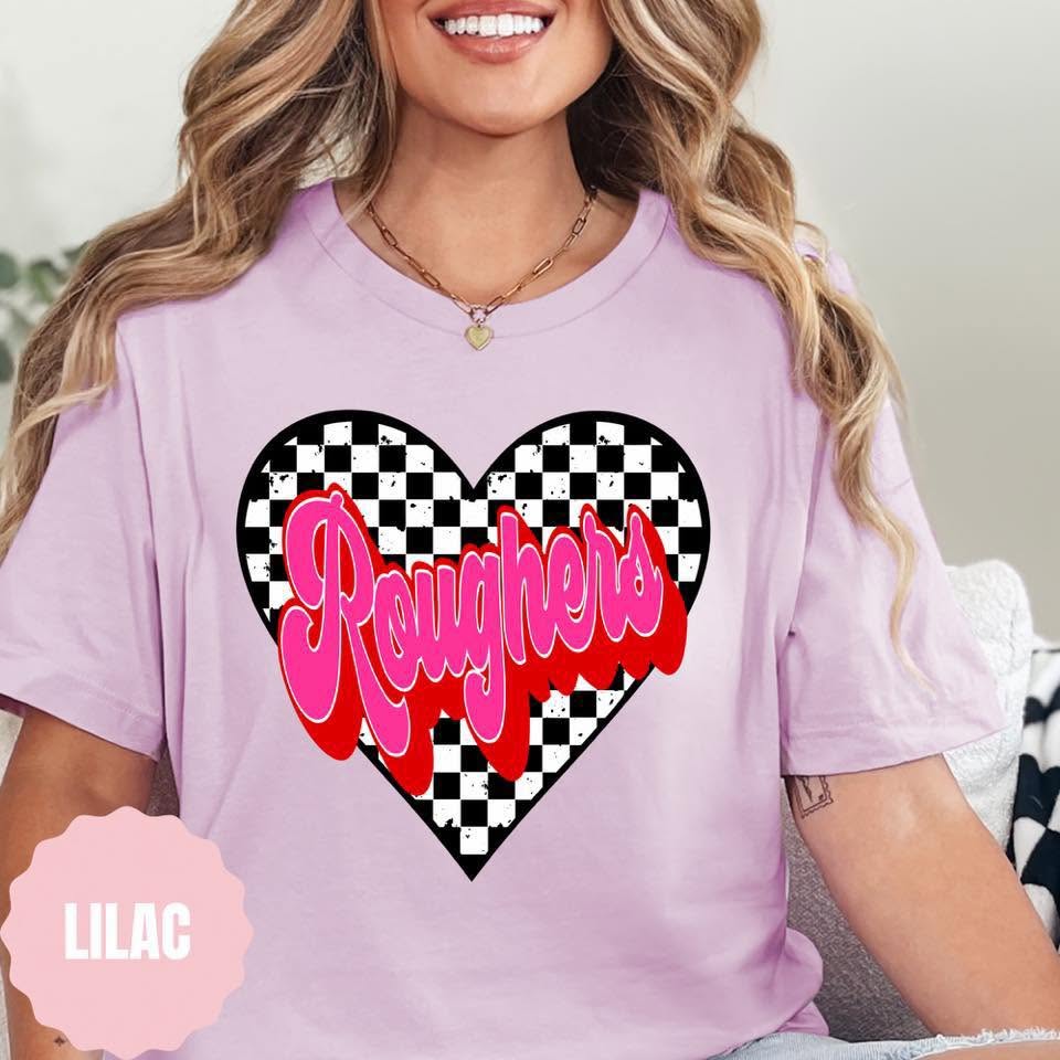 Roughers checkered heart apparel mockup
