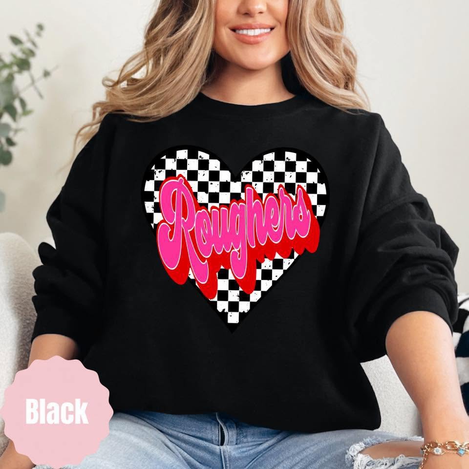 Roughers checkered heart apparel mockup