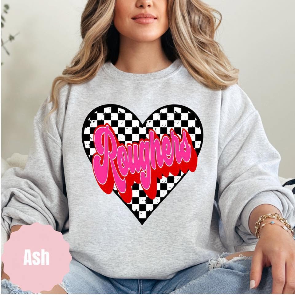 Roughers checkered heart apparel mockup