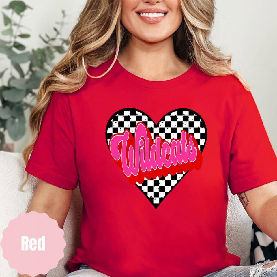 Wildcats checkered heart apparel mockup
