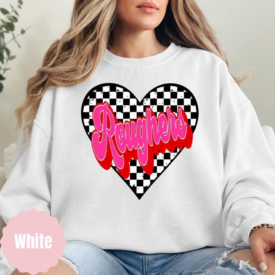 Roughers checkered heart apparel mockup