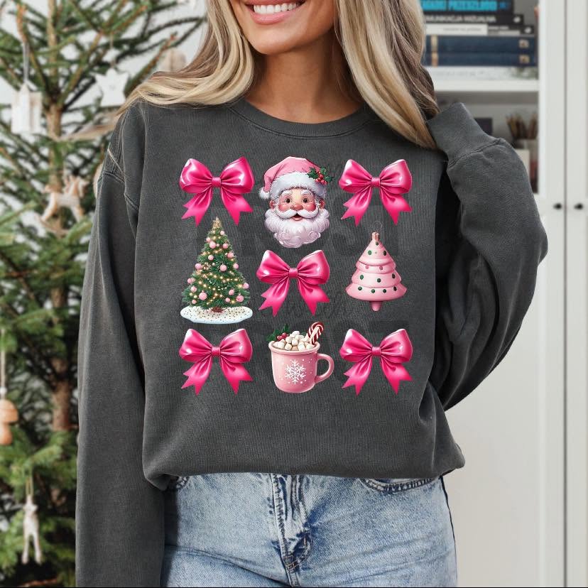 Pink Christmas Bows, Santa and Cocoa