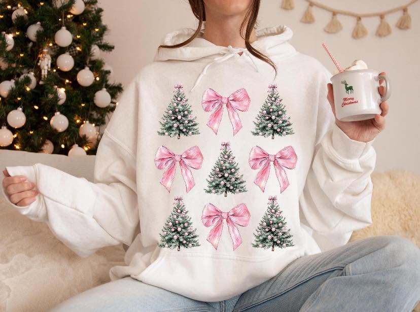 Pink Bows and Christmas Trees