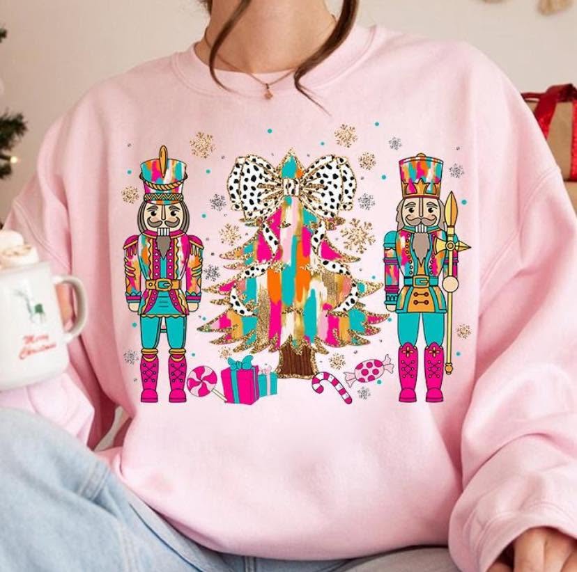 Colorful Nutcrackers and Christmas Tree