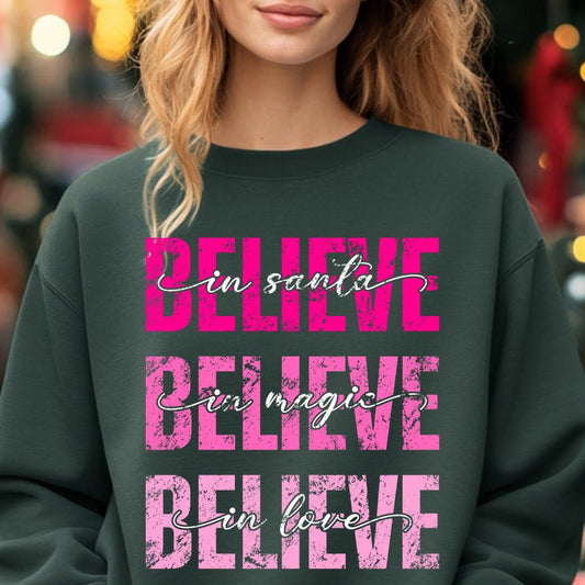 Believe in Santa Magic and Love Graphic Apparel mockup