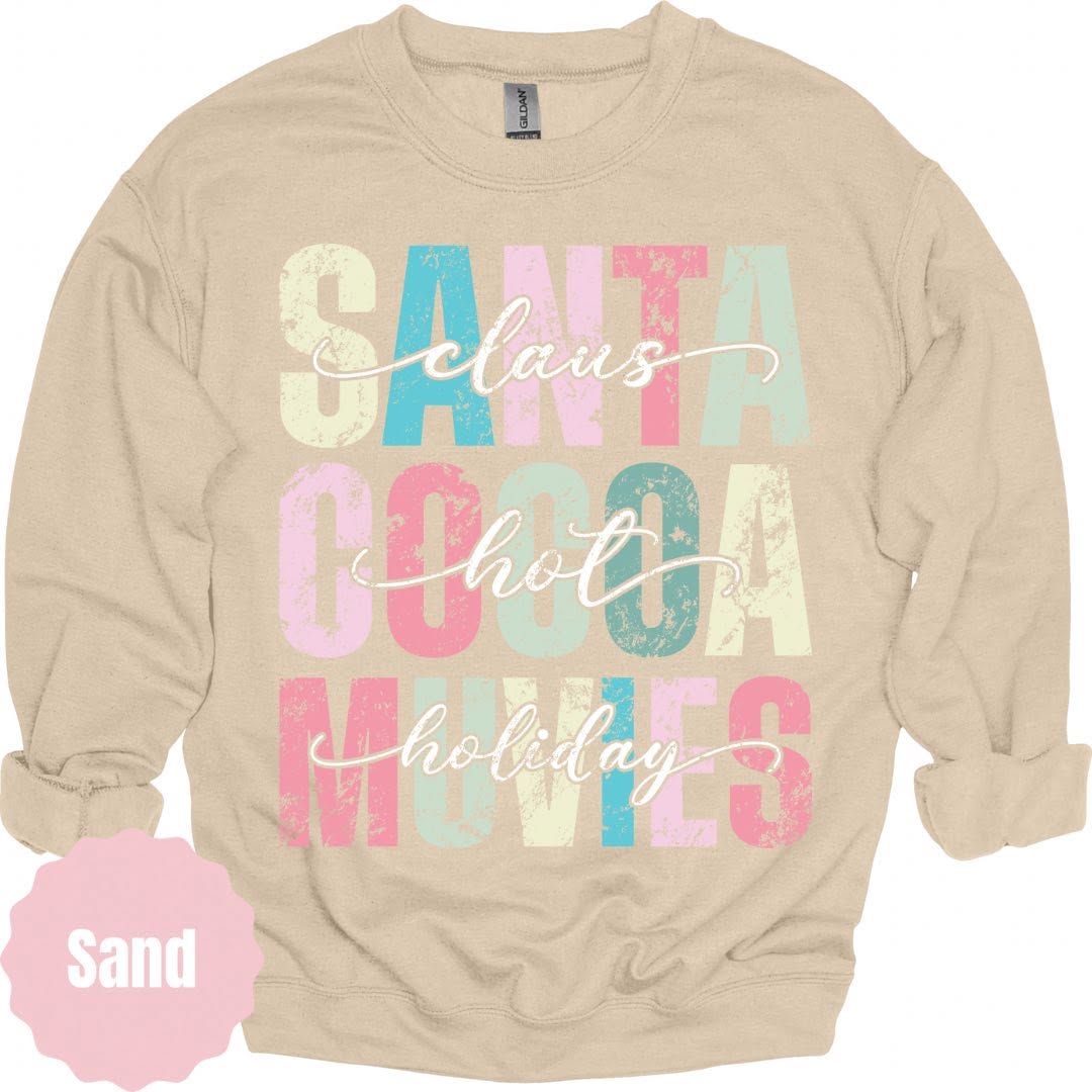 Santa Claus Hot Cocoa Holiday Movies Graphic Apparel mockup