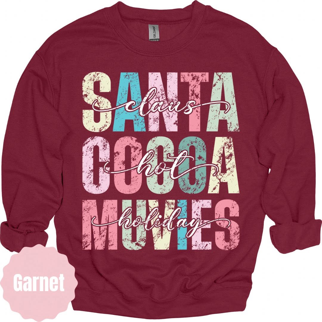 Santa Claus Hot Cocoa Holiday Movies Graphic Apparel mockup