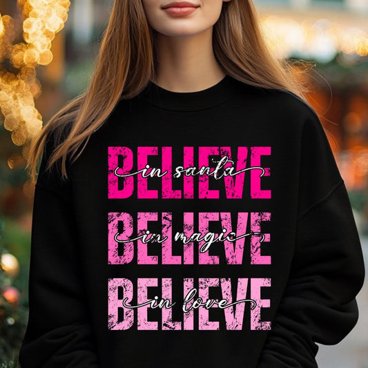 Believe in Santa Magic and Love Graphic Apparel mockup