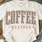 Coffee Weather leopard-print lettering apparel mockup