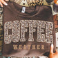 Coffee Weather leopard-print lettering apparel mockup