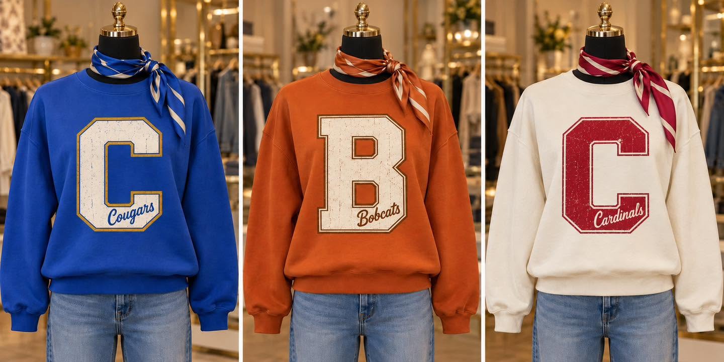 Bobcats varsity B design shown at center