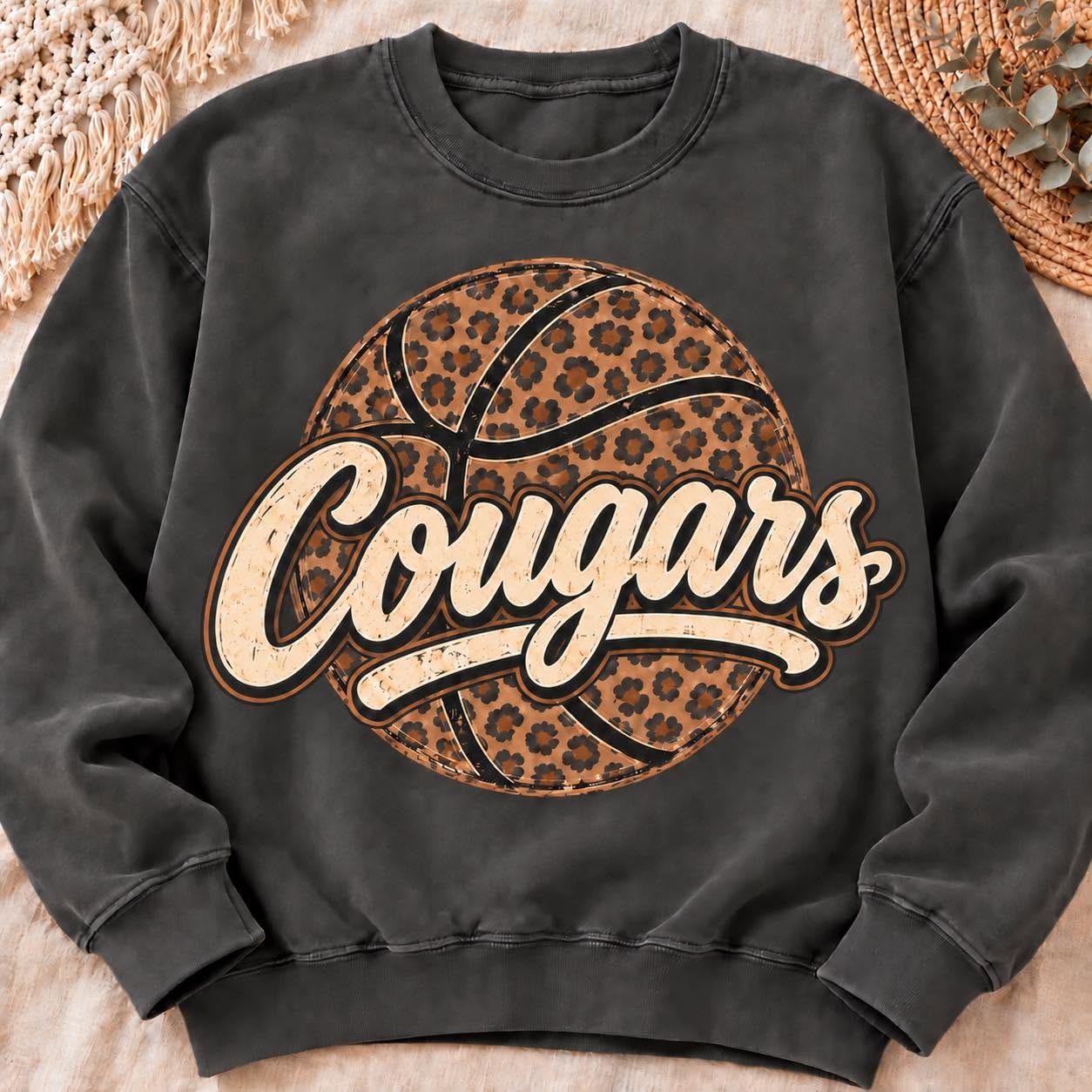 Cougars leopard basketball sweatshirt mockup