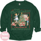 Vintage children decorating a Christmas tree with Deck These Halls lettering
