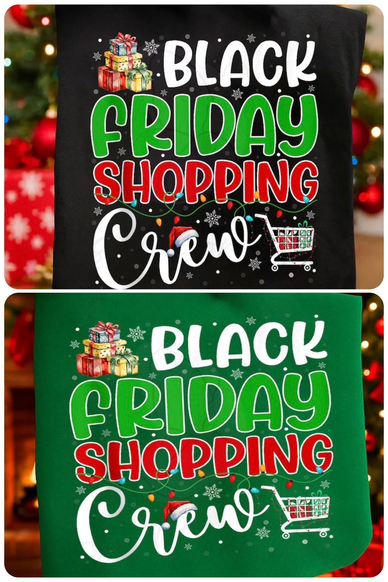 Black Friday Shopping Crew on black and green garments