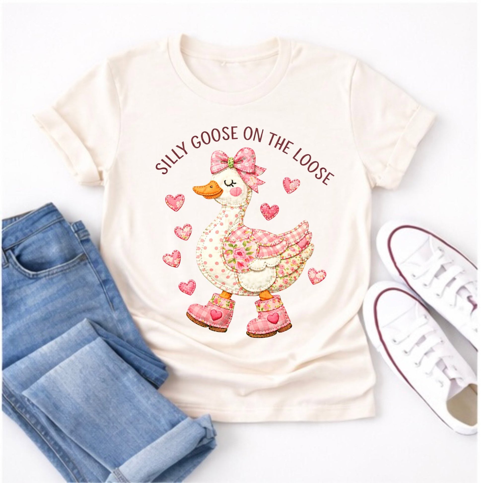 Silly Goose on the Loose Valentine Tee mockup