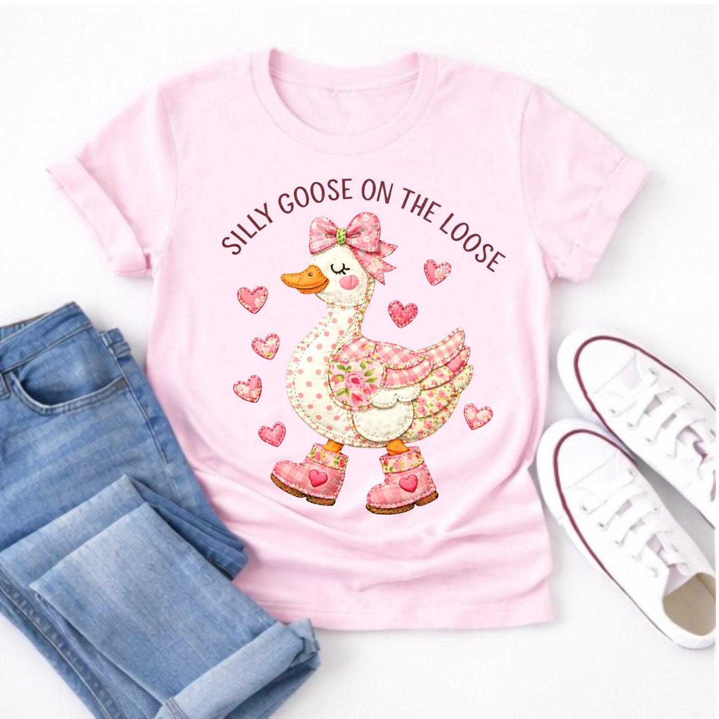 Silly Goose on the Loose Valentine Tee mockup