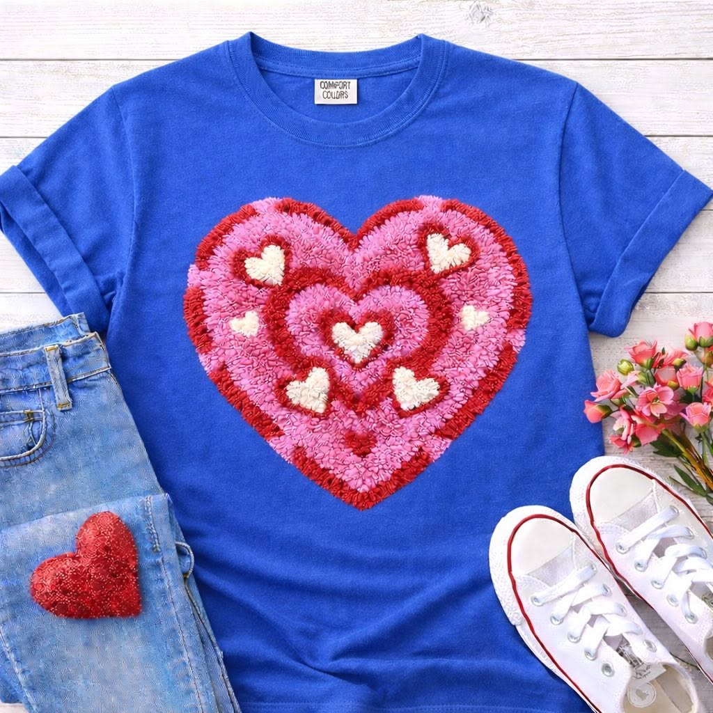 Pink and red layered heart apparel mockup