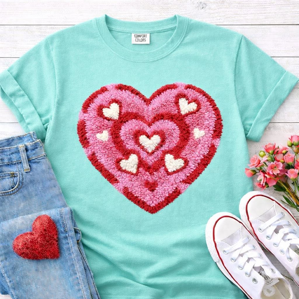 Pink and red layered heart apparel mockup