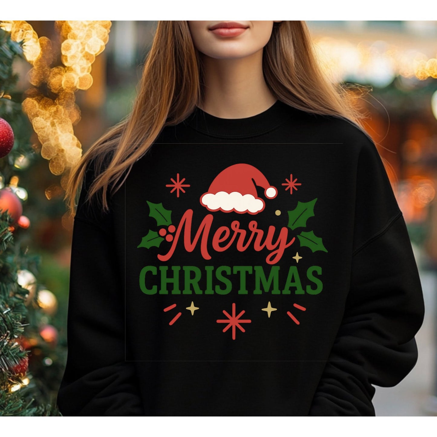 Merry Christmas — Santa Hat and Holly