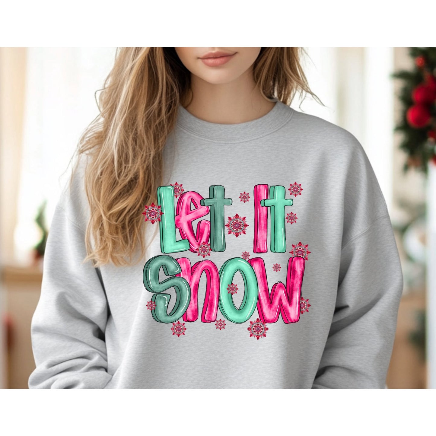 Pink and Green Let It Snow mockup