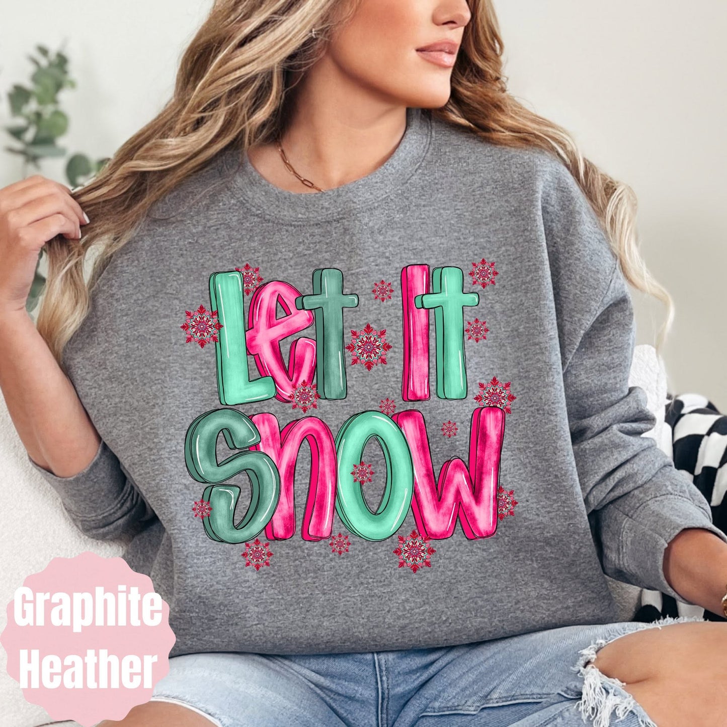 Pink and Green Let It Snow color mockup