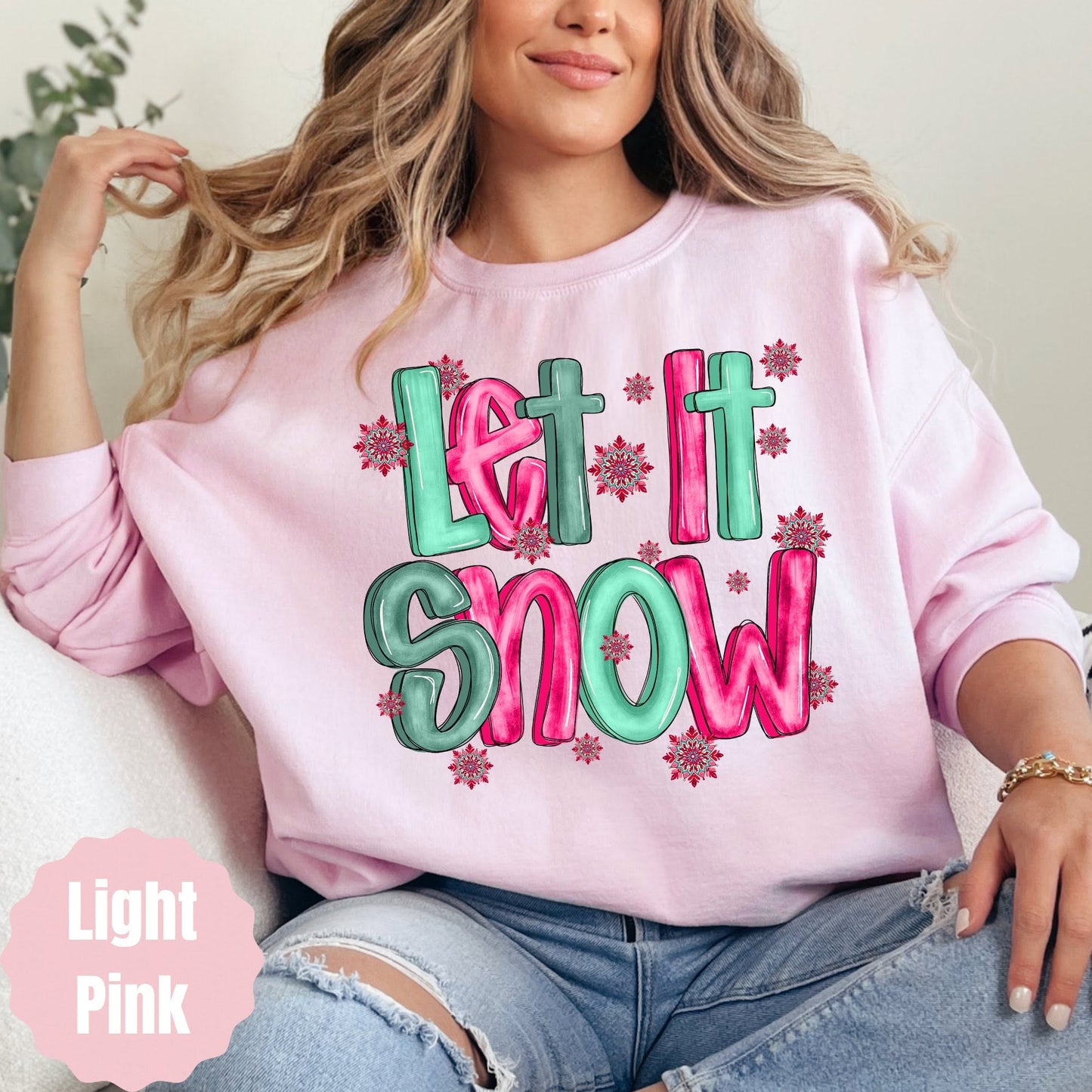 Pink and Green Let It Snow color mockup