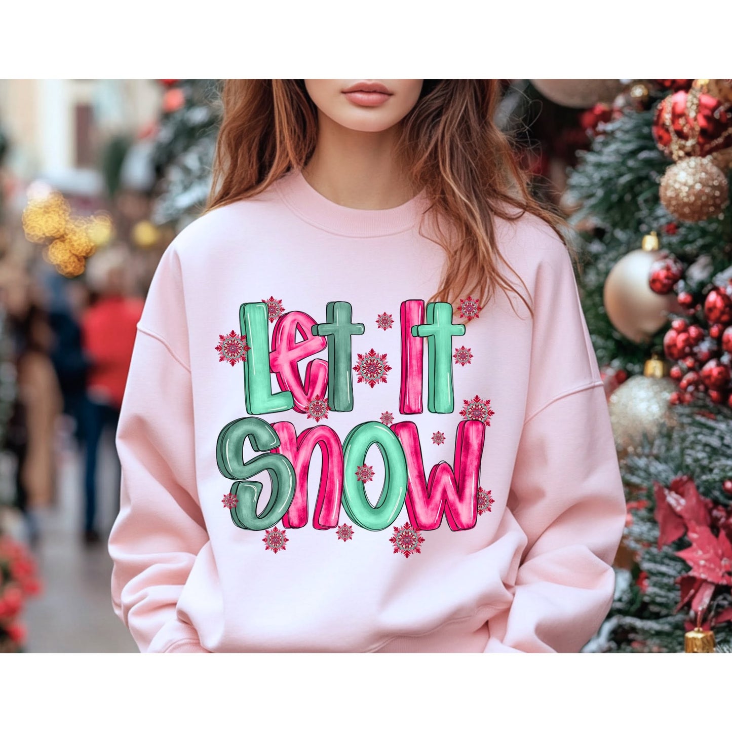 Pink and Green Let It Snow color mockup
