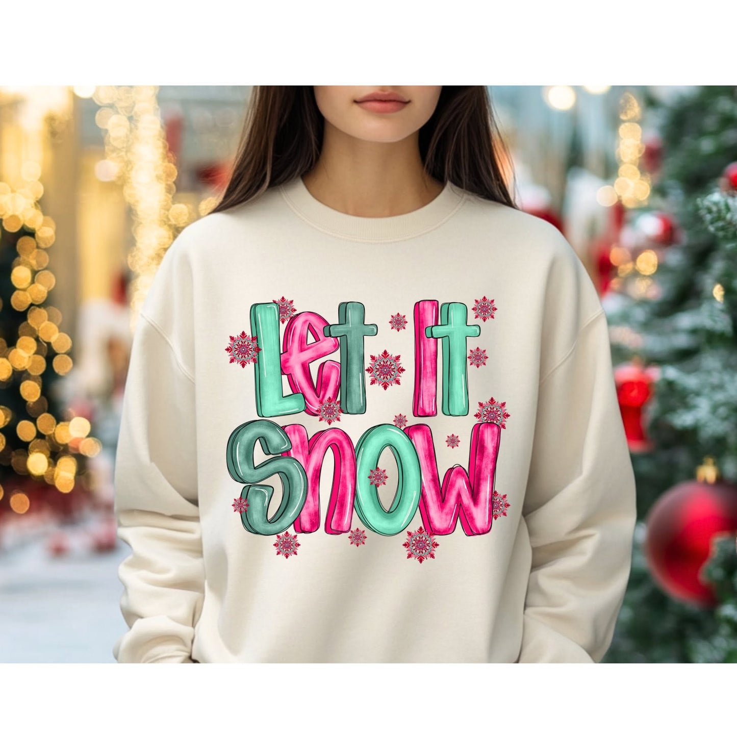 Pink and Green Let It Snow color mockup