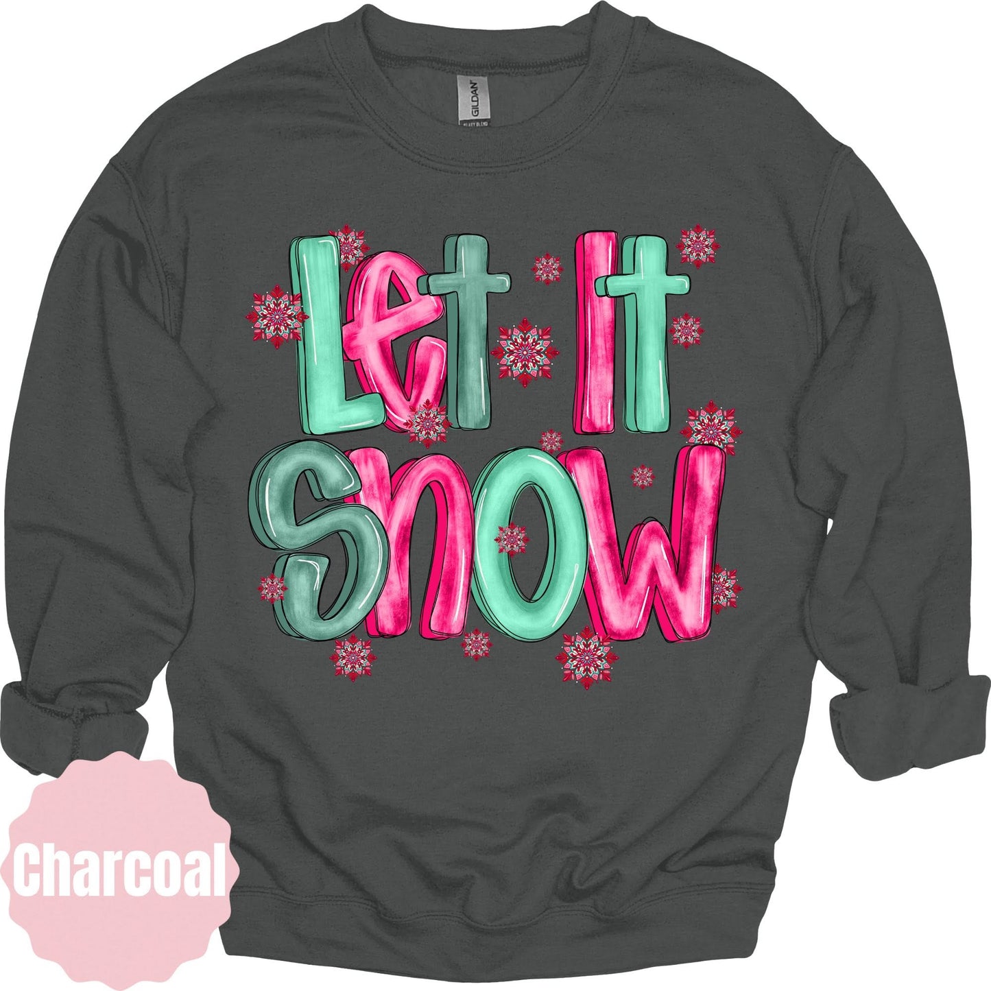 Pink and green Let It Snow apparel mockup