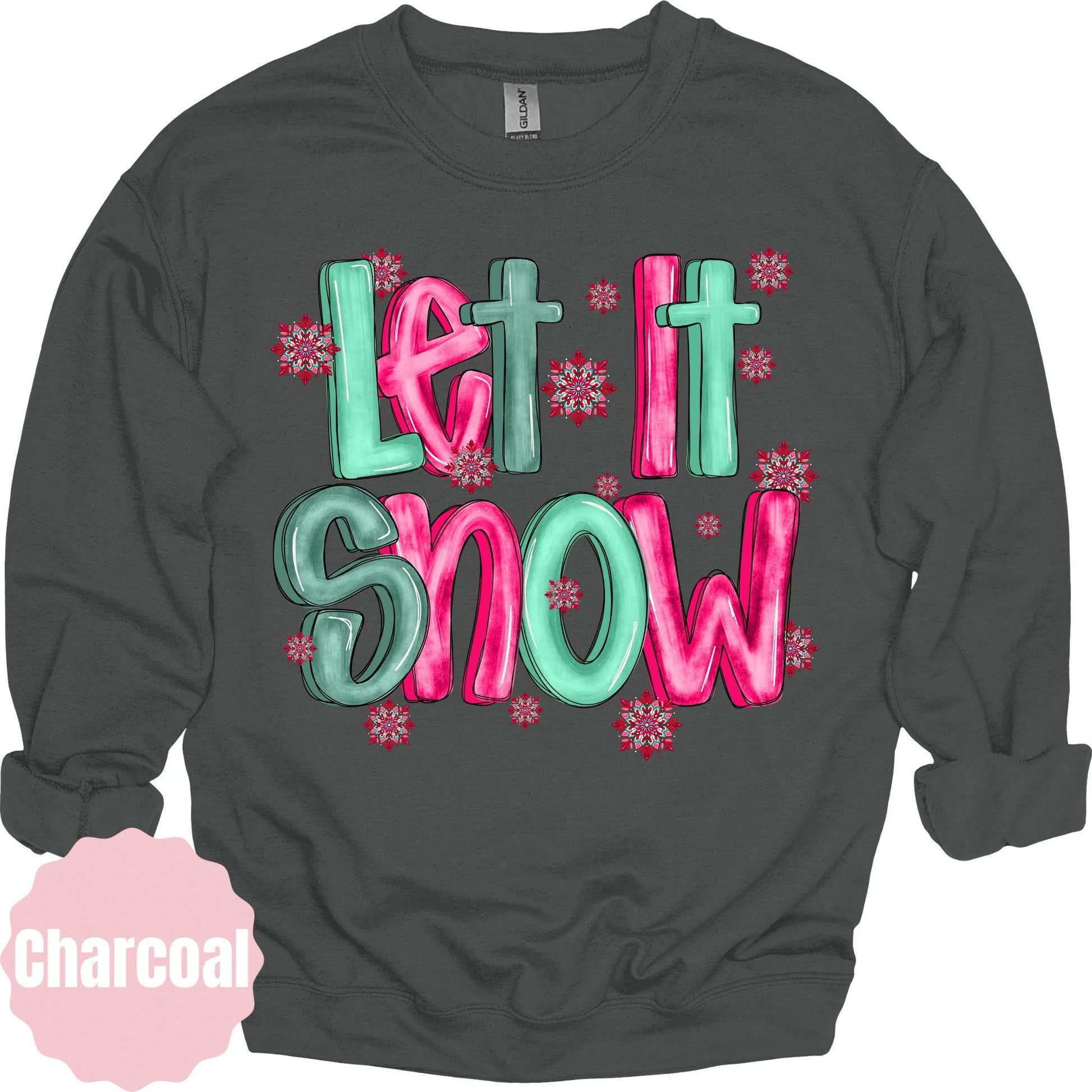 Pink and green Let It Snow apparel mockup