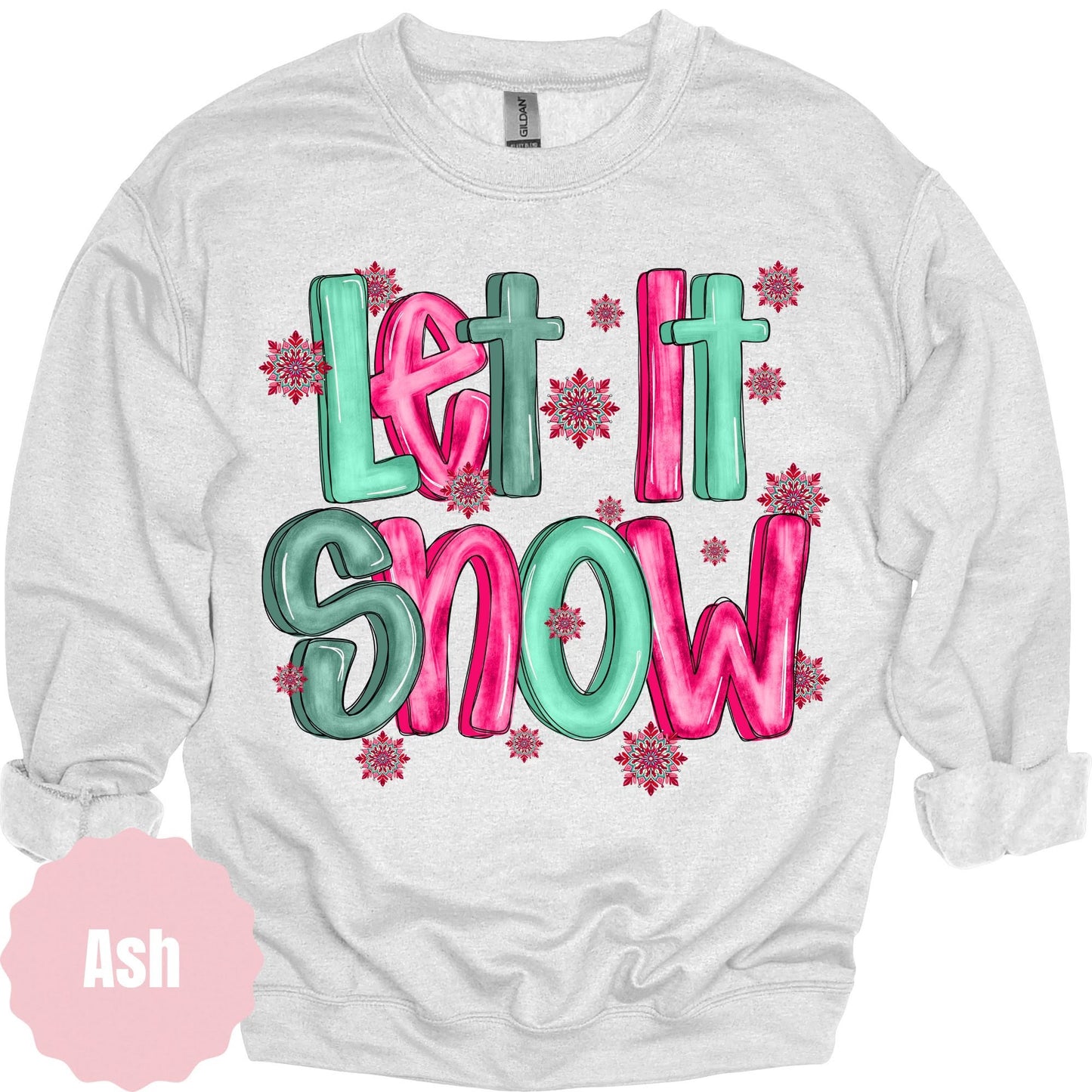 Pink and green Let It Snow apparel mockup