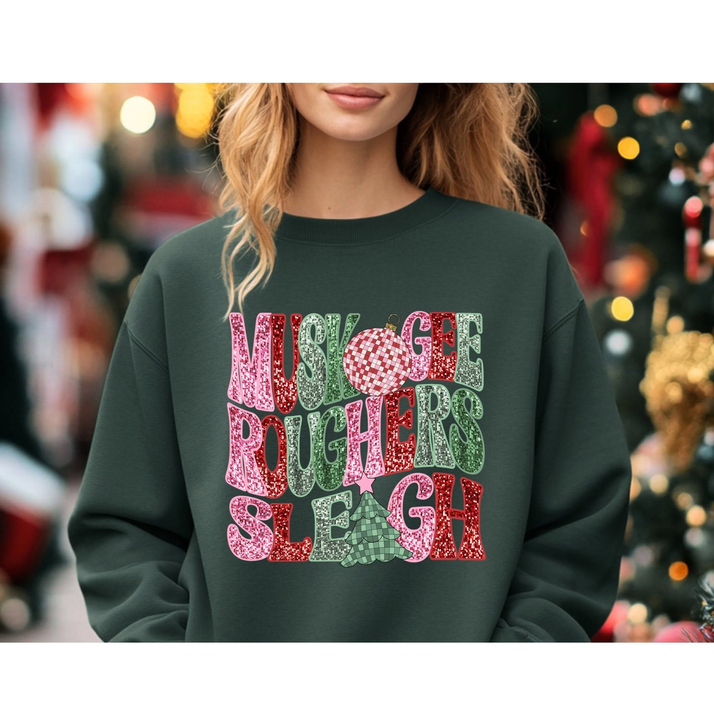 Muskogee Roughers Sleigh Christmas apparel mockup