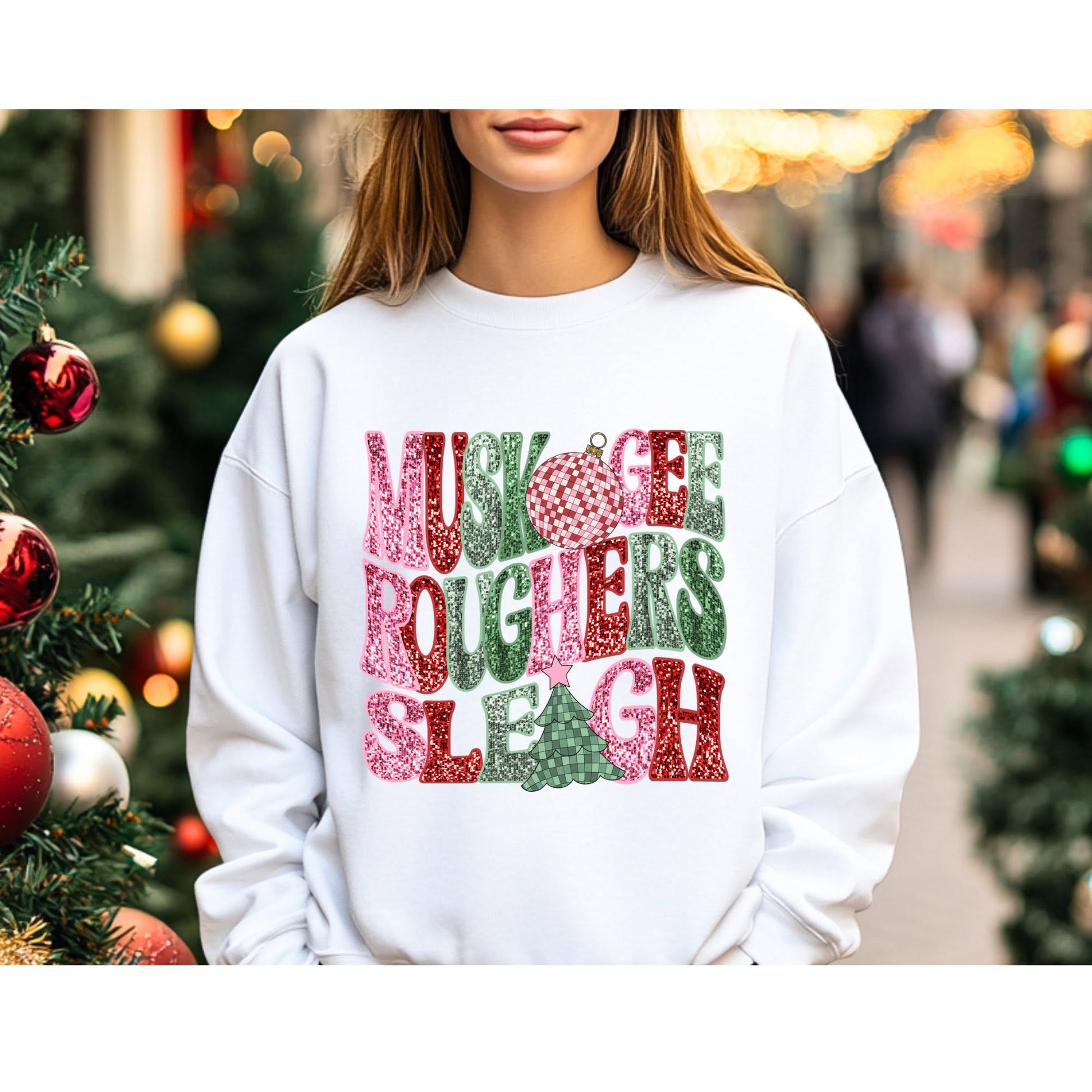 Muskogee Roughers Sleigh Christmas apparel mockup