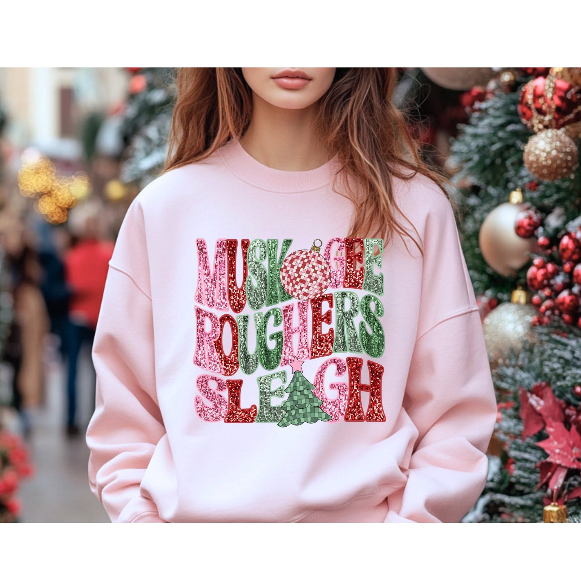 Muskogee Roughers Sleigh Christmas apparel mockup