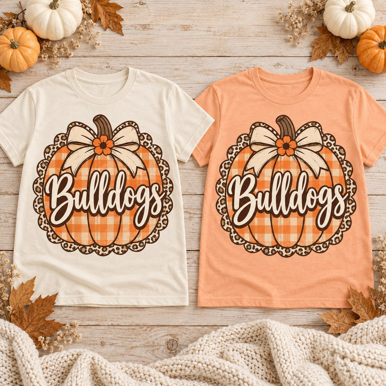 Gingham pumpkin Bulldogs fall shirt