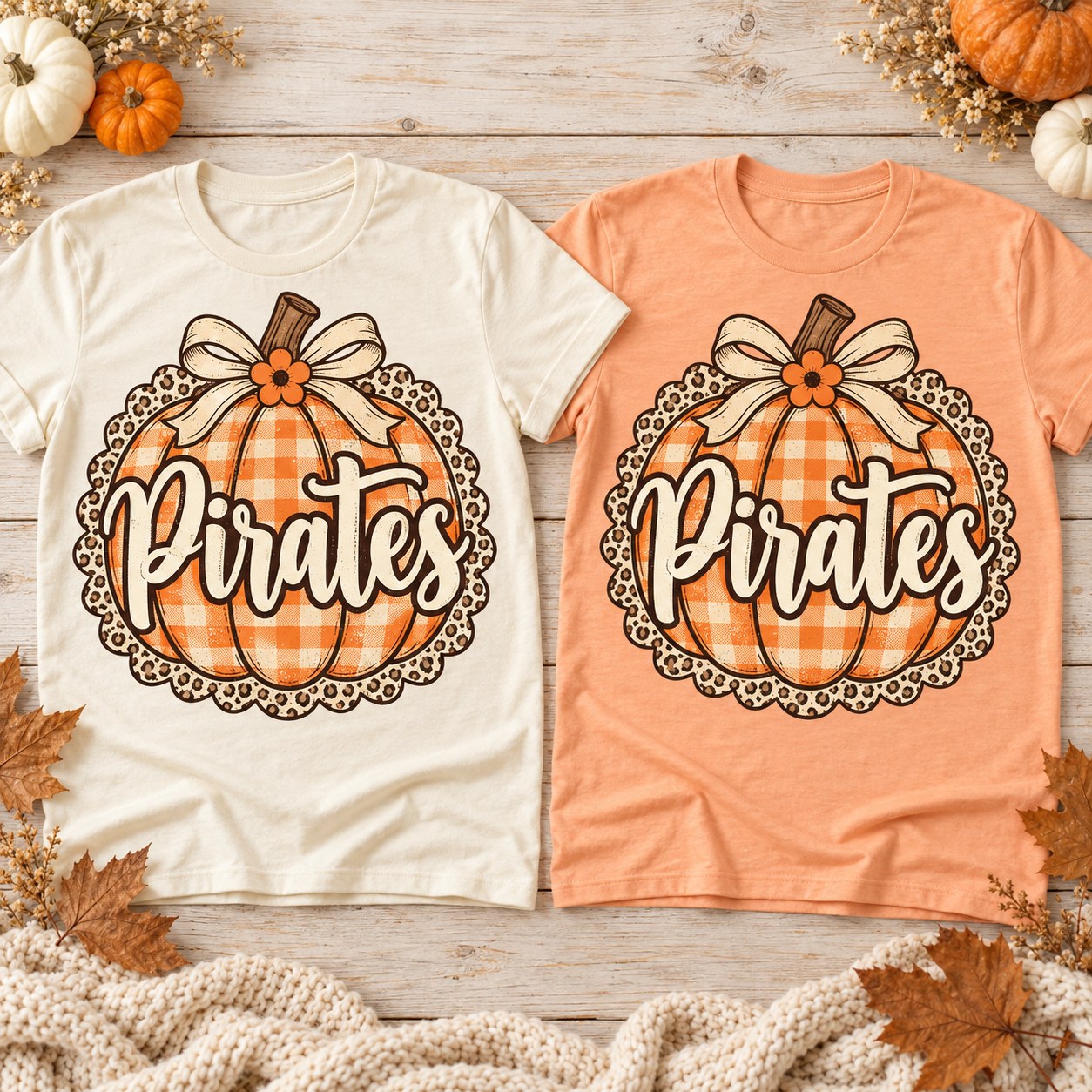 Gingham pumpkin Pirates fall shirt