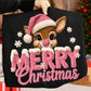 Pink Reindeer Merry Christmas Graphic Apparel mockup