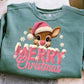 Pink Reindeer Merry Christmas Graphic Apparel mockup