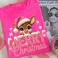 Pink Reindeer Merry Christmas Graphic Apparel mockup
