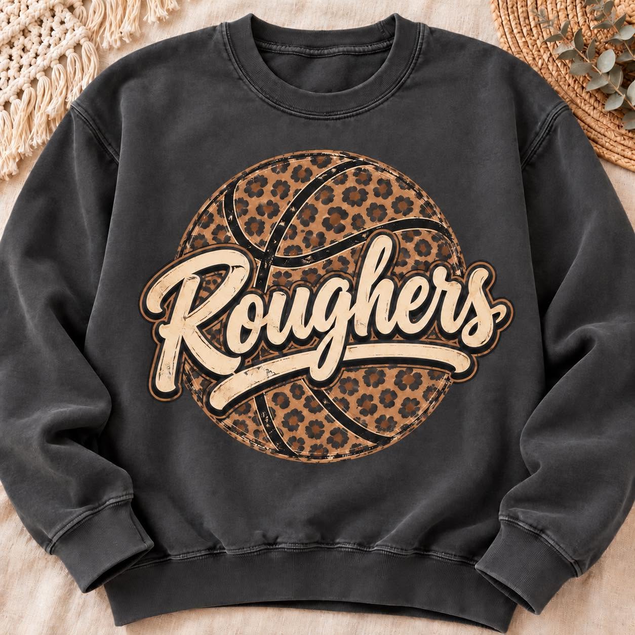 Roughers leopard basketball sweatshirt mockup
