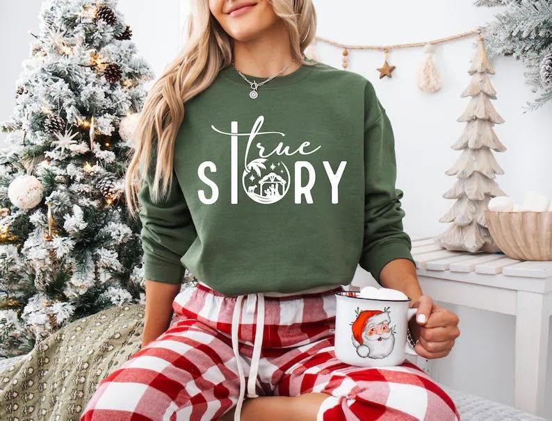 True Story nativity Christmas apparel mockup